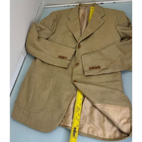 Luciano Barbera Blazer Jacket 42L Linen Wool Blend Bemberg Liner Made in Italy - Picture 9 of 11